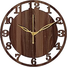 Freny Exim 10" Inch Wooden Analog Wall Clock (Wenge, Small Size, 25Cm X 25Cm)-028