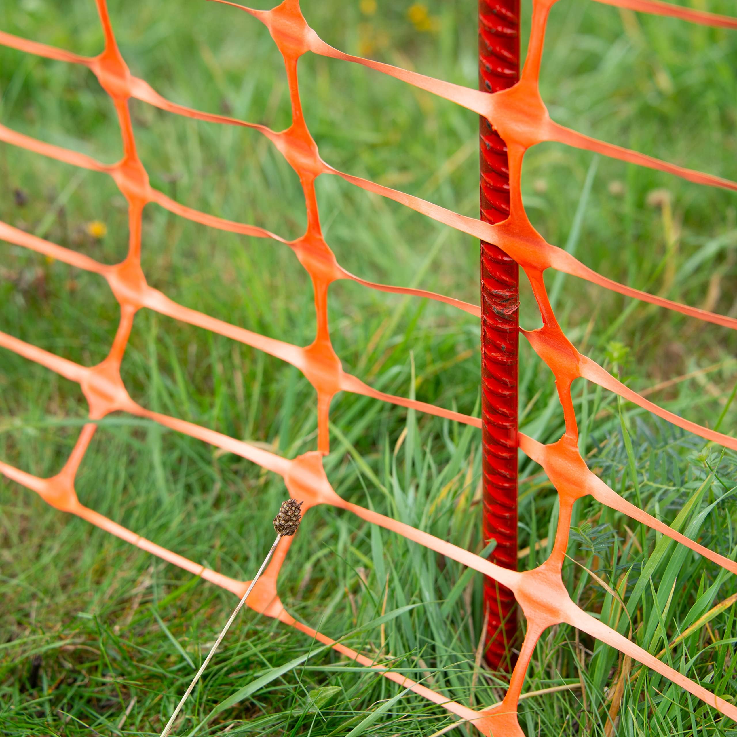 horizont Barrière de chantier, 50 m de long, 1 m de haut, clôture en plastique | Kit de clôture avec 10 supports de ligne de barrière pour chantier, orange, barrière de capture, filet flexible et mobile