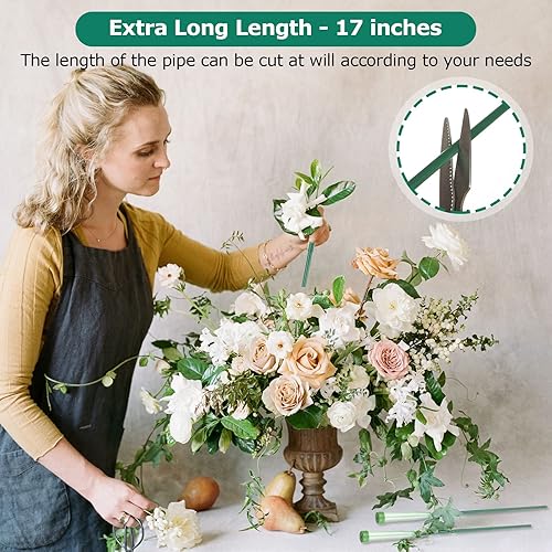 Miniatura 5 de 50 tubos de agua florales largos para arreglos florales, viales florales extralargos de 17 pulgadas, tubos de agua de plástico verde, púas de agua