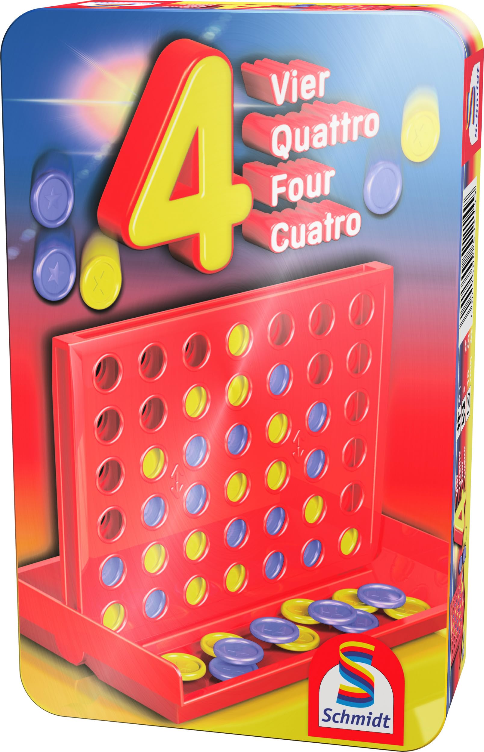 Schmidt Spiele 51214 BMM Vier, Bring Mich mit Spiel in der Metalldose, bunt, única
