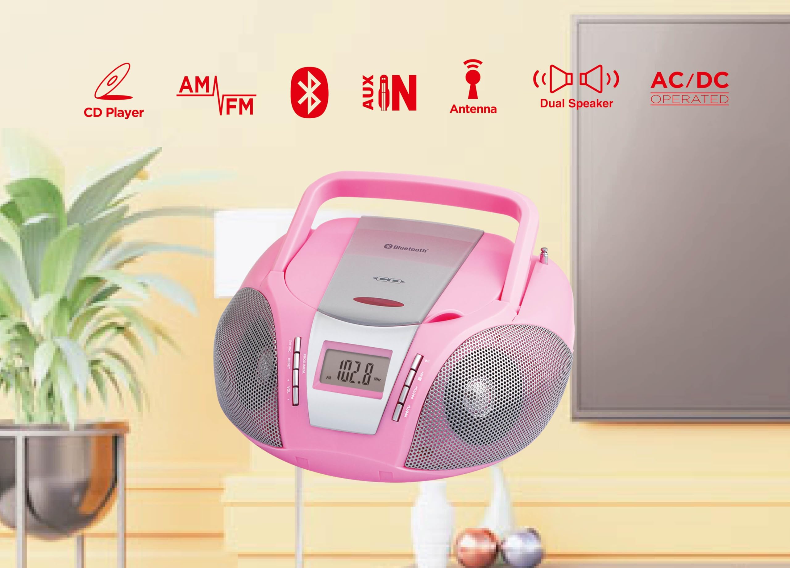 HANNLOMAX HX-322CD Portable CD Boombox with Radio, AM/FM