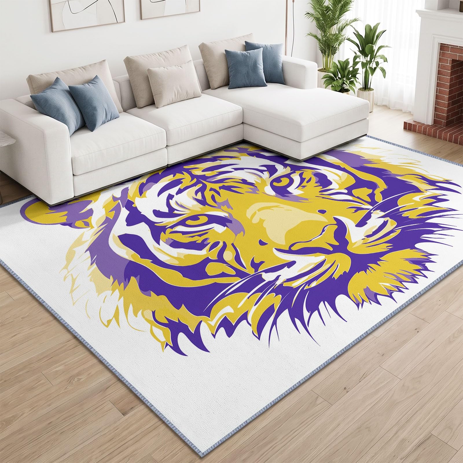 Tapis de Salon Animaux 180 x 240 cm, Tigre Tapis Poils Courts Lavable Moderne, Décoratif Antidérapant et Doux pour Salon Chambre et Bureau