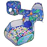 TTLOJ Gift 5PC Dinosaur Kids Play Tent with Ball Pit, Crawl Tunnel, Toddlers Playhouse Castle Toys, Baby Boys Girls Gift for 3 4 5 6 7 Years Old, Outdoor Indoor(Balls Not Included