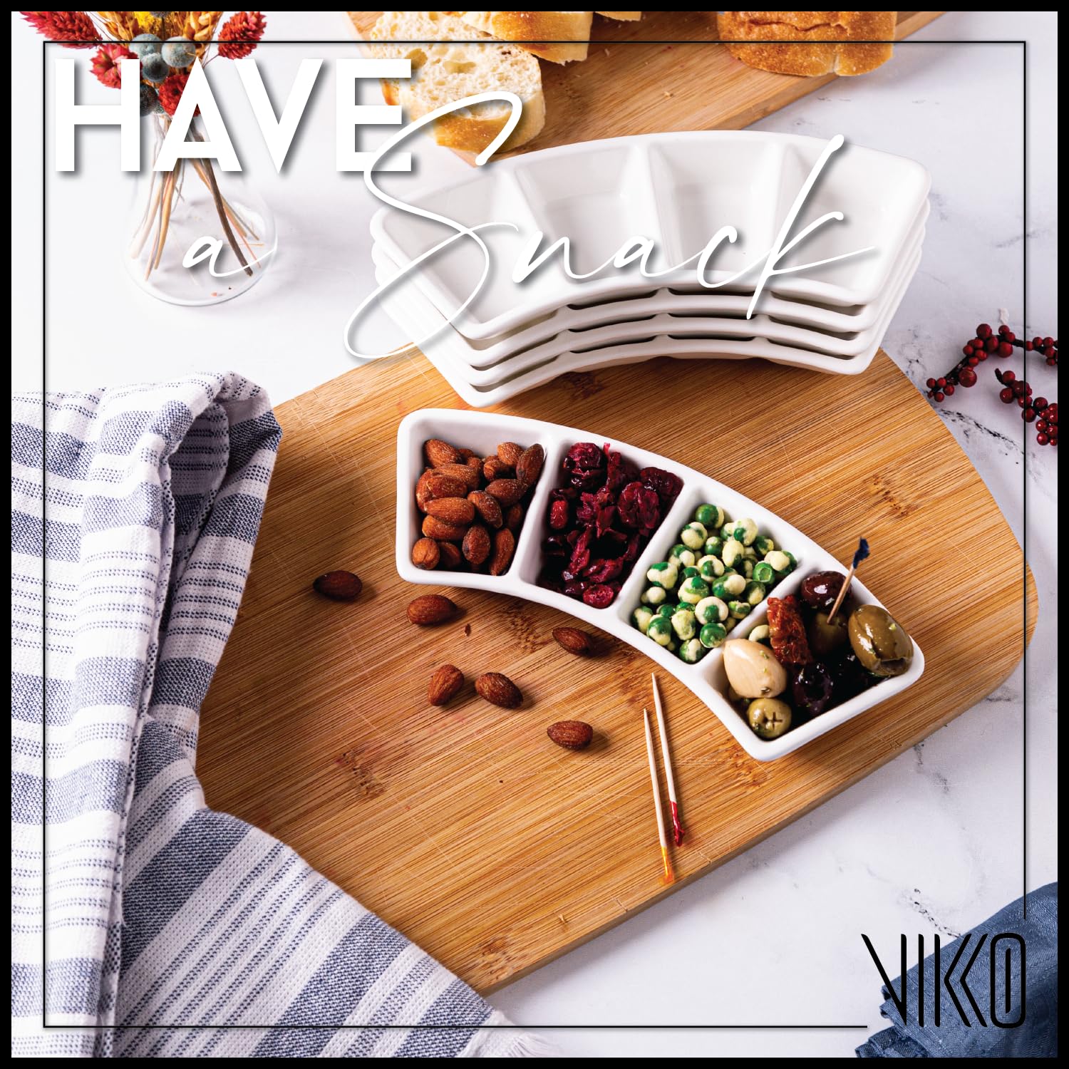 Amazon.com | Vikko Serving Tray, 4 Section Porcelain Circular