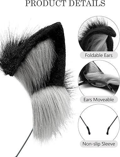 Miniatura 2 de BNLIDES Orejas de gato hechas a mano de zorro, lobo y gato, para mujeres y hombres, disfraz de cosplay, accesorios para Halloween
