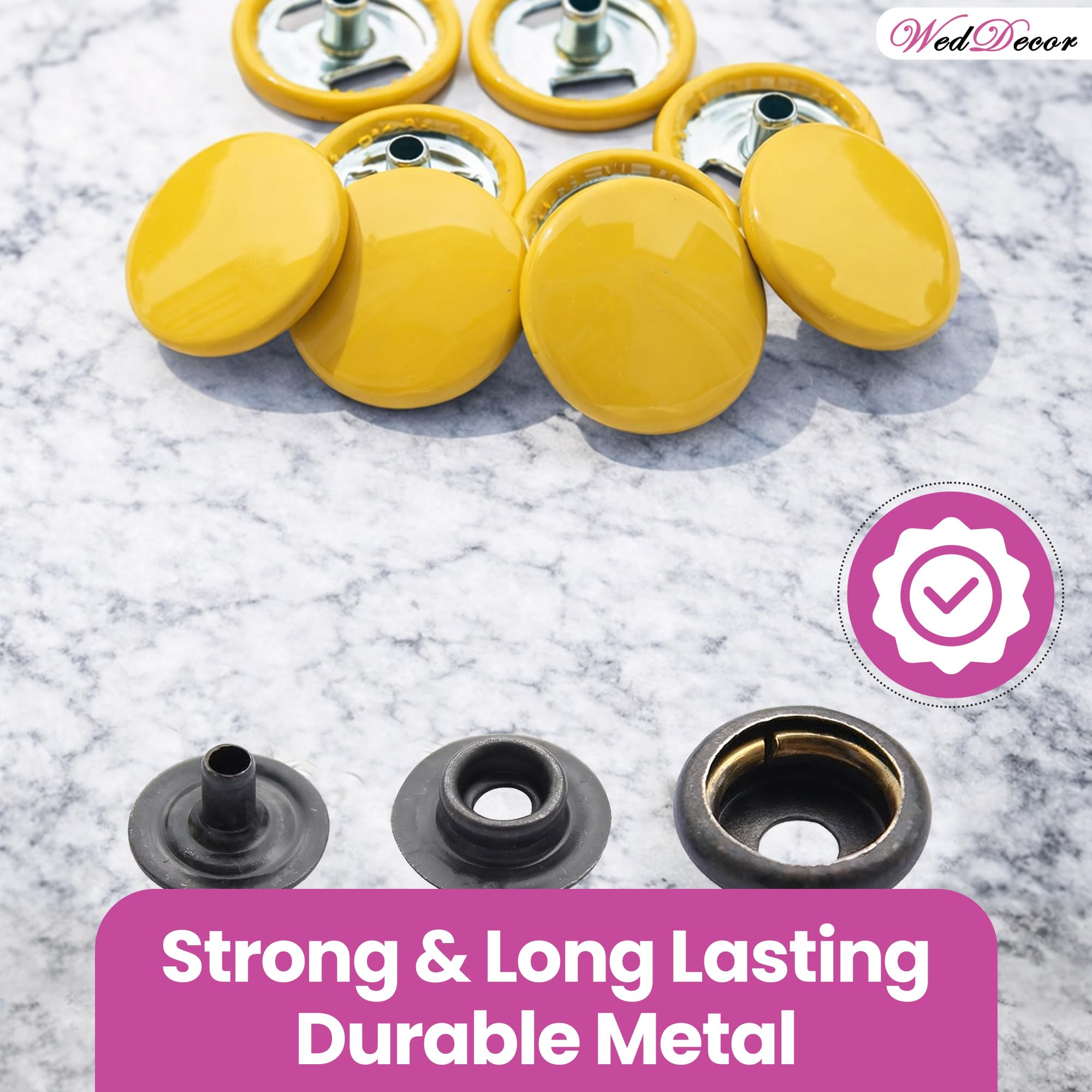 WedDecor - Prensa de clavos de metal resistente sin níquel (4 partes, botones a presión, remaches de botón, para cuero de ocio creativo, chaquetas, bolsos, correas, vaqueros, ropa de reparación,