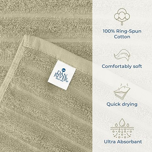 Vista 241 de DAN RIVER Paquete de 1 toalla de baño de 40 x 80 pulgadas, toallas de baño extragrandes de secado rápido para baño, toallas suaves y absorbentes