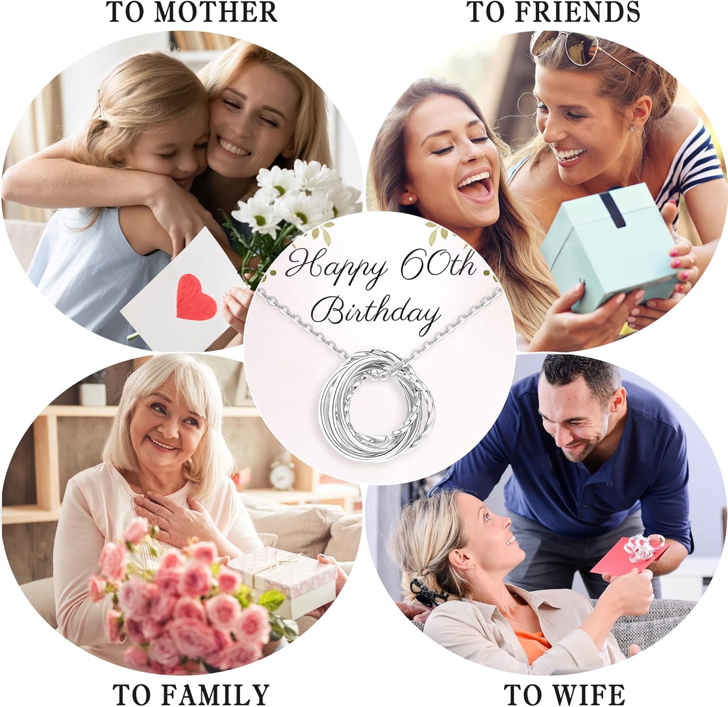 Birthday Gifts for Women 925 Sterling Silver Birthday Necklace 2 3 4 5 6 7 Decade Interlocking Circles Necklace Happy 20th 30th 40th 50th 60th 70th Birthday Necklaces for Daughter Mom Birthday Jewelry - Image 3