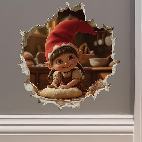 Baker Baker, pan, gnomo, cocina, agujero de pared, adhesivo de pared 3D