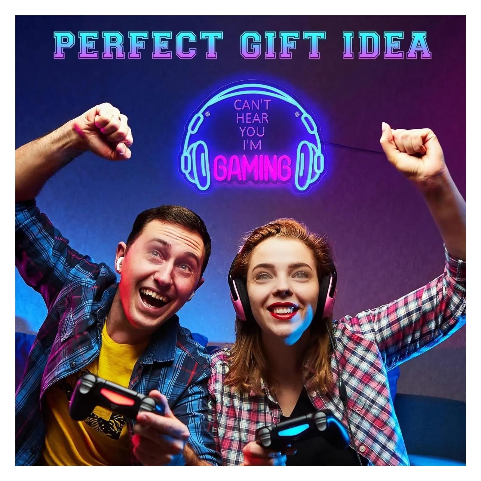 Insegna Luminosa a LED dimmerabile per Videogiochi, Ideale per Giocare, Creare un'atmosfera da Gaming, con Cuffie, Zona Gioco, Camera da Letto e Decorazione murale (Non Ti Sento, s