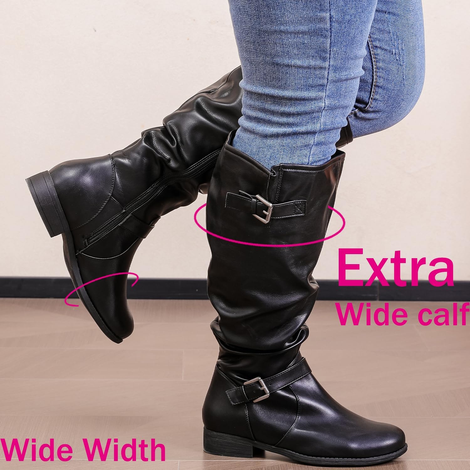 Luoika Women's Extra Wide Calf Knee-High Boots - Image 3