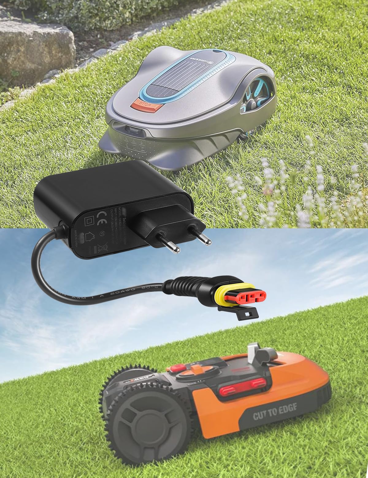 Adaptador de alimentación para cortacésped de 28 V 1,3 A, compatible con Gardena R50Li, R80Li, R40li, R45Li, R70Li, Sileno City, Sileno Life, Sileno Minimo, cortacésped Husqvarna Automower 105, 310,