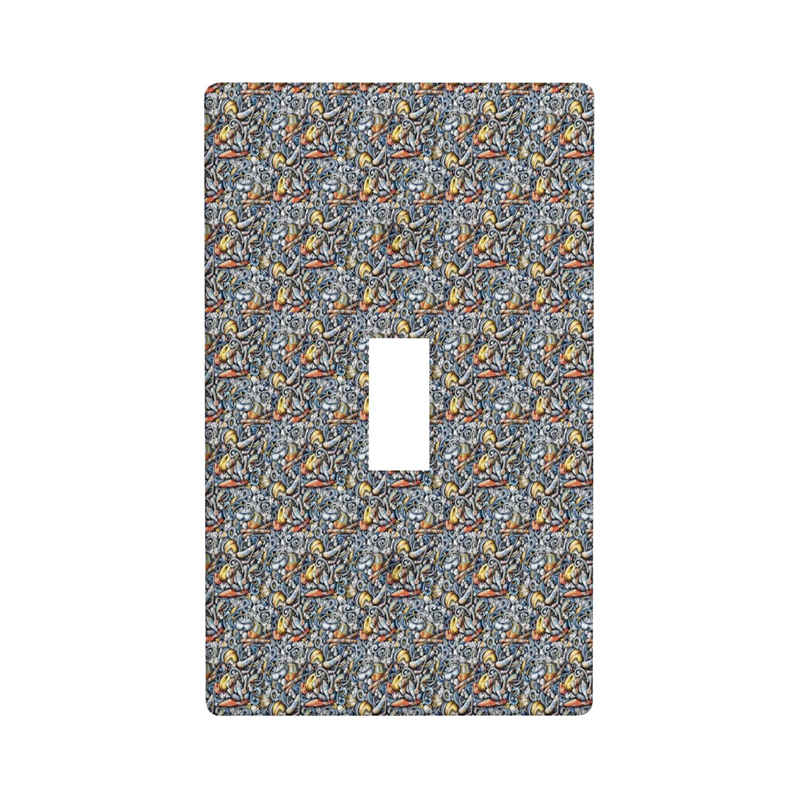 Ski Pattern 1-Gang Toggle Wall Switch Plate Cover,Jumble Sports Repetitive,Retro Decorative Light Switch Cover Board Wallplates Kitchen Accessories & Decor,Multicolor