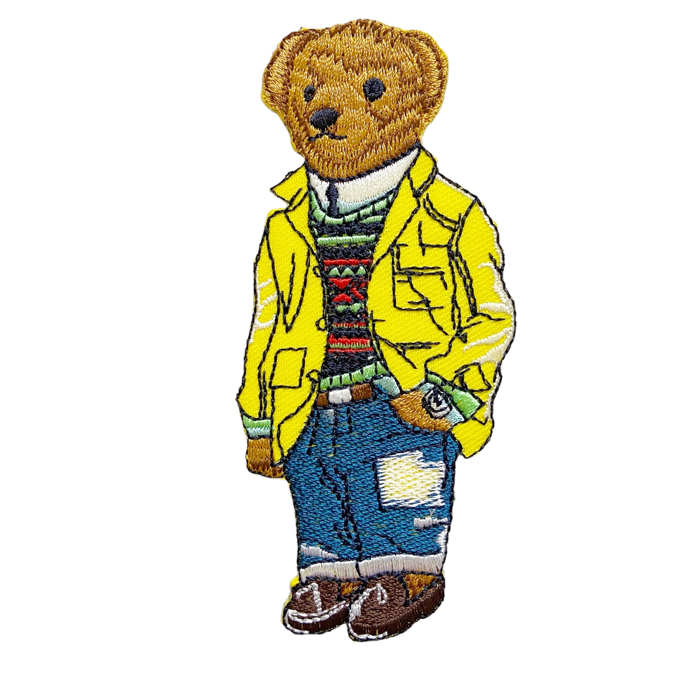 Ushaworks Yellow Brown Stylish Bear Embroidery Patches Iron on sew on Patch for Clothes Jackets, Pants, Jeans, Bags, Boutique, Bag Patches (Style 7)