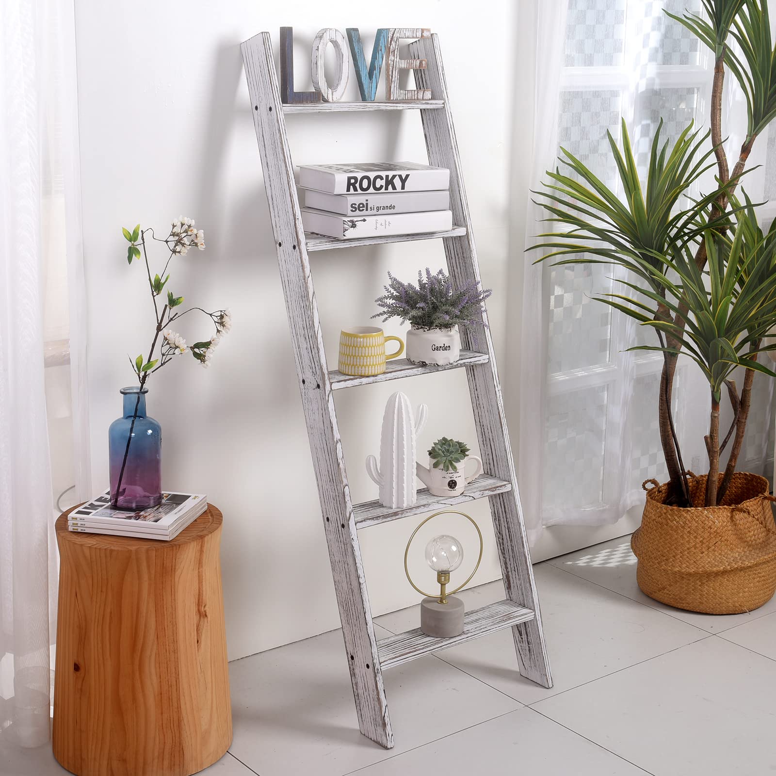 Rustic Farmhouse Decorative Wood Ladder 1.625" Deep Ladder Multiple Sizes & Colors Available