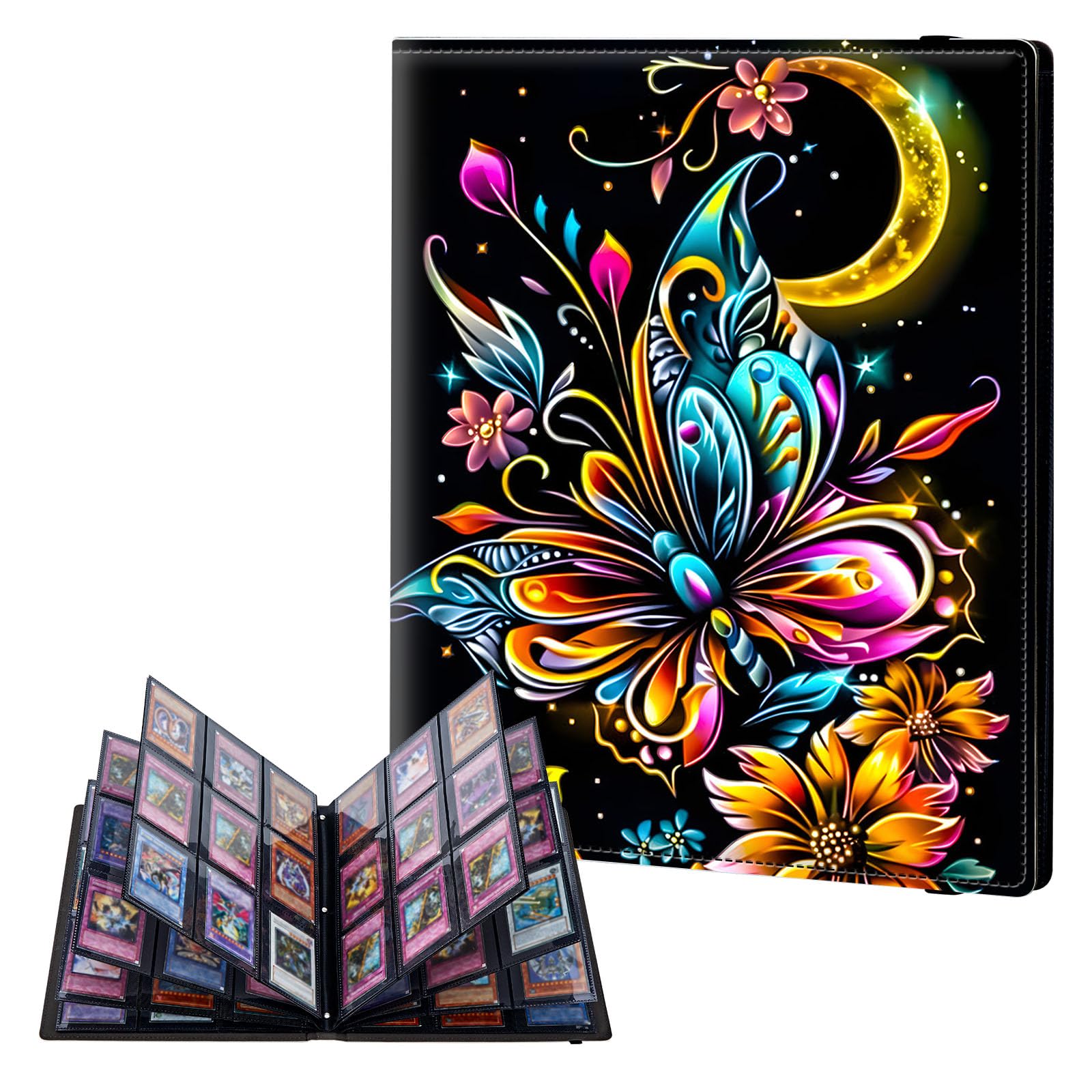 ETLKJVBL 9 Pocket Trading Card Binder, Card Collection Binder for TCG, MTG, Sports Cards, Baseball, Butterfly and Flowers Trading Card Book Holder for Collectors, Top Loader Binder — image 1
