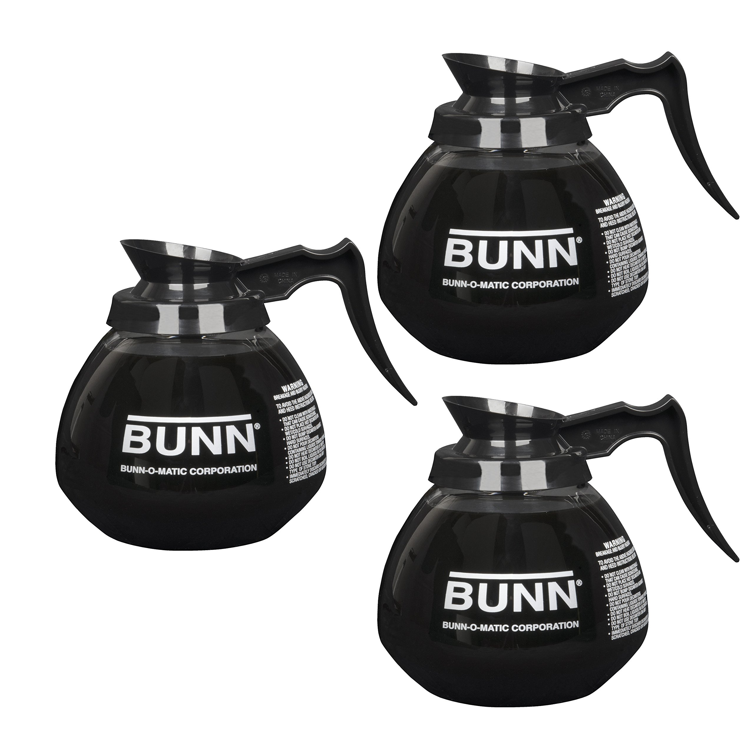 BUNN 5850 Commercial Glass Decanter with Handle, 64oz, Black
