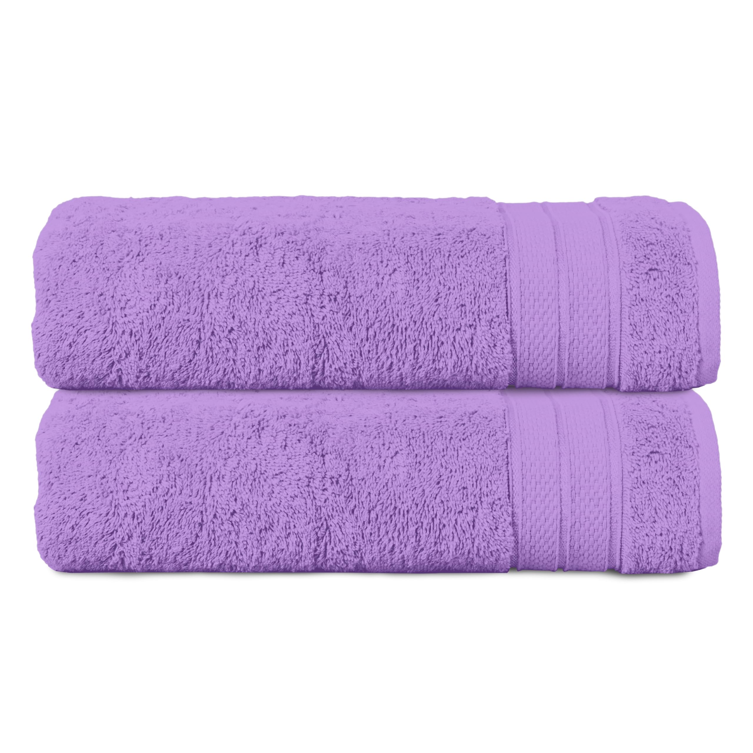 Elegant Comfort Three Line Popcorn Towel Set for Bathroom 27 x 54 inches, Premium Hotel Quality 2-Pack Bath Towels, 100% Turkish Cotton, Soft and Durable, Quick Dry and Highly Absorbent, Lavender