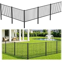 LukLoy Aluminum Fence Panel Kit 4 ft. H x 6 ft. W, Rustproof AAMA 2604 Powder-Coat Finish Black Textured, Modular Fence System for Outdoor Yard, Garden, Backyard & Patio 1 Panel, 1 Post