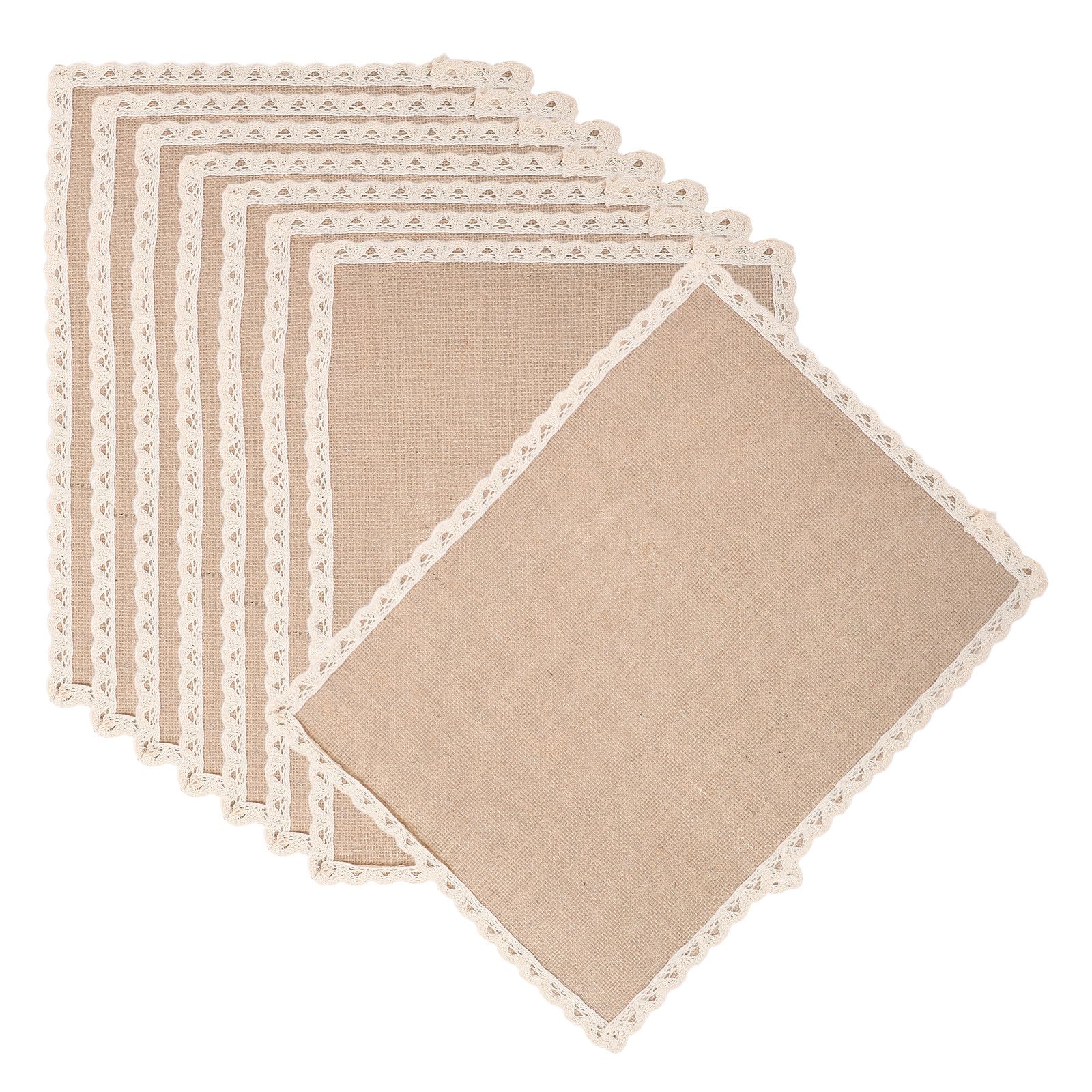 Set de table jute rectangulaire de 8 pièces avec dentelle élégante pour cuisine