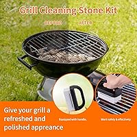 Vista 6 de Limpiador de parrilla con asa, kit de limpieza de parrilla para accesorios Blackstone, cepillo de ladrillos de limpieza de piedra para parrilla