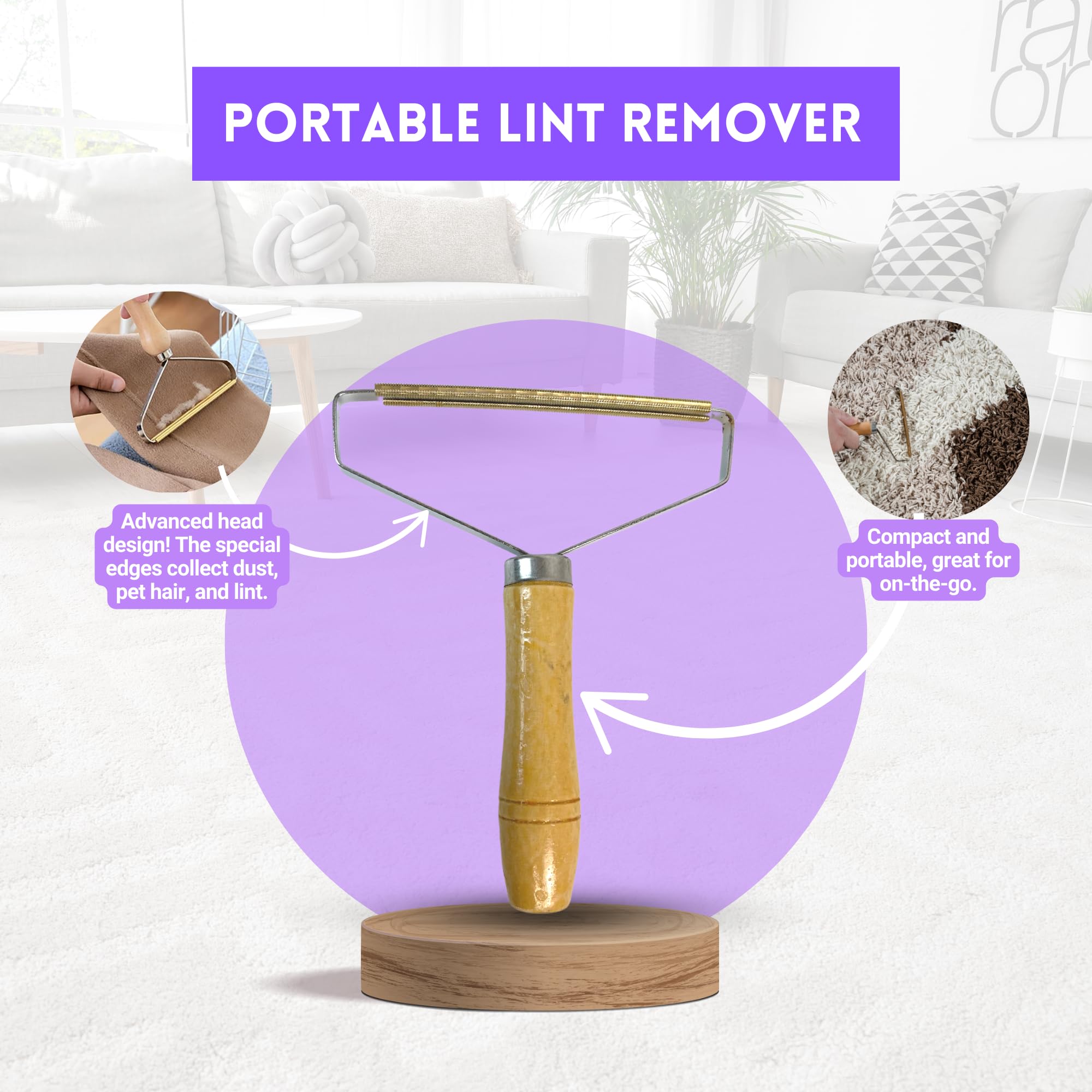Room Groom - Rastrillo de Alfombra Pet con Mango telescópico Ajustable de 54 Pulgadas, con Herramienta de Cepillo removedor de Pelusas, Cepillo de Alfombra para Pelo de Mascotas y alfombras