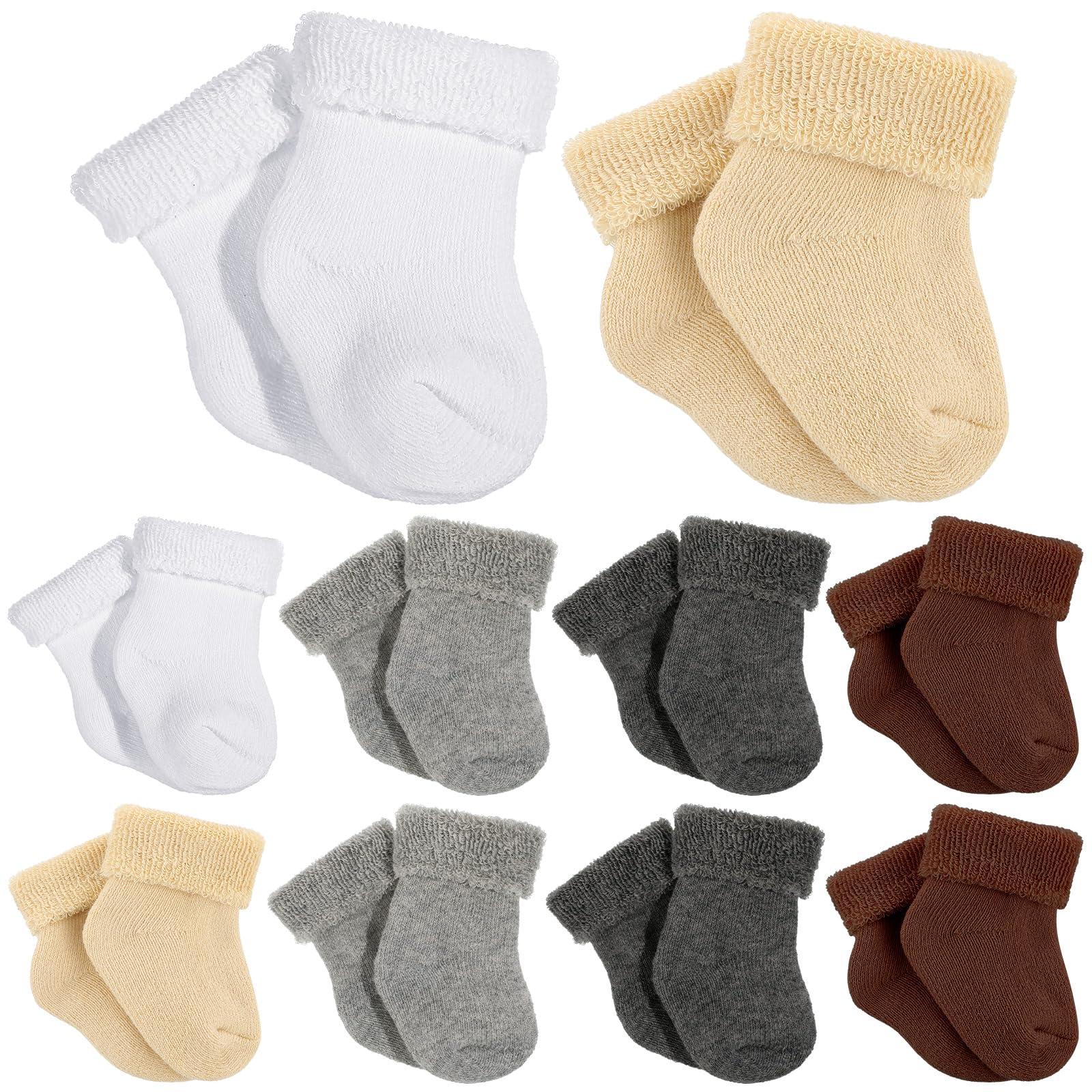 Twistover 10 Pairs Preemie Cotton Turn Cuff Socks