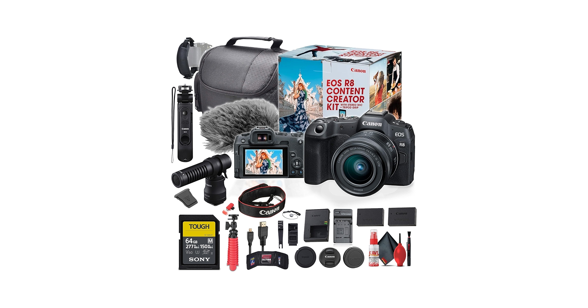 Canon EOS R8 本体 + 付属品 商品構成 EOS R8：レンズ交換式カメラ