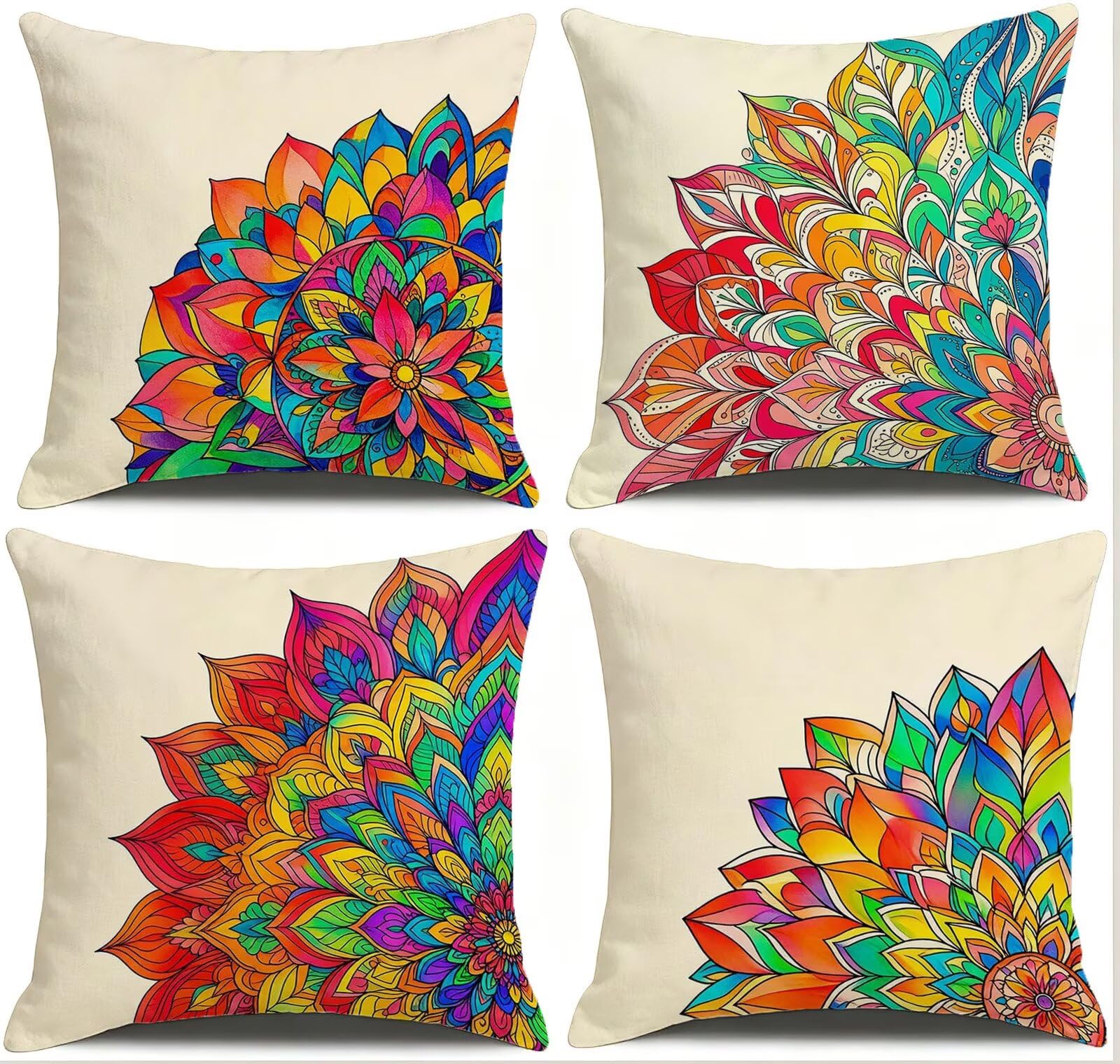 Cojines Exterior Vistoso Funda Almohada 45x45cm Juego de 4, Cod-476