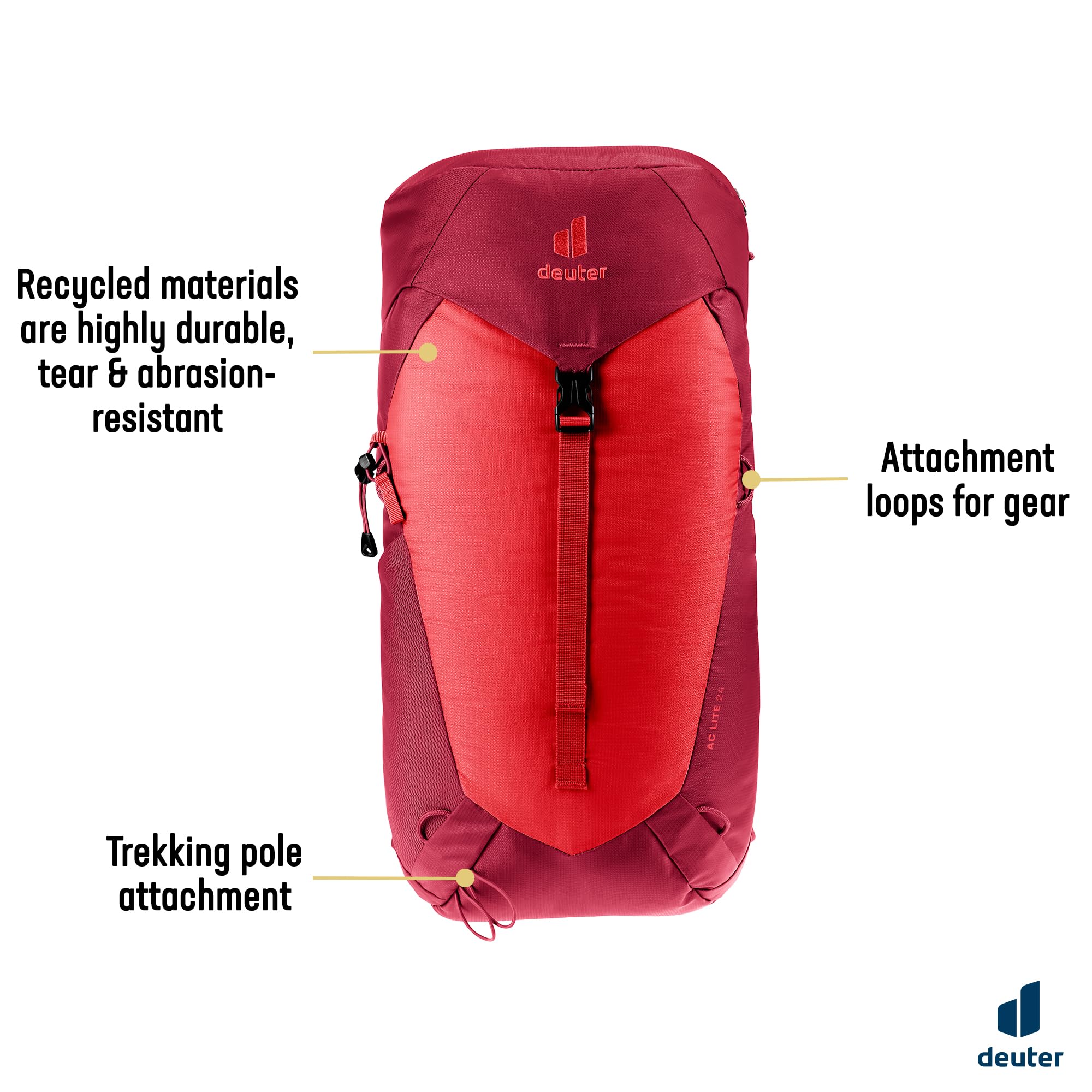 deuter AC Lite 24 plecak turystyczny, Cherry-masala, 24 Largo, Minimalistyczny