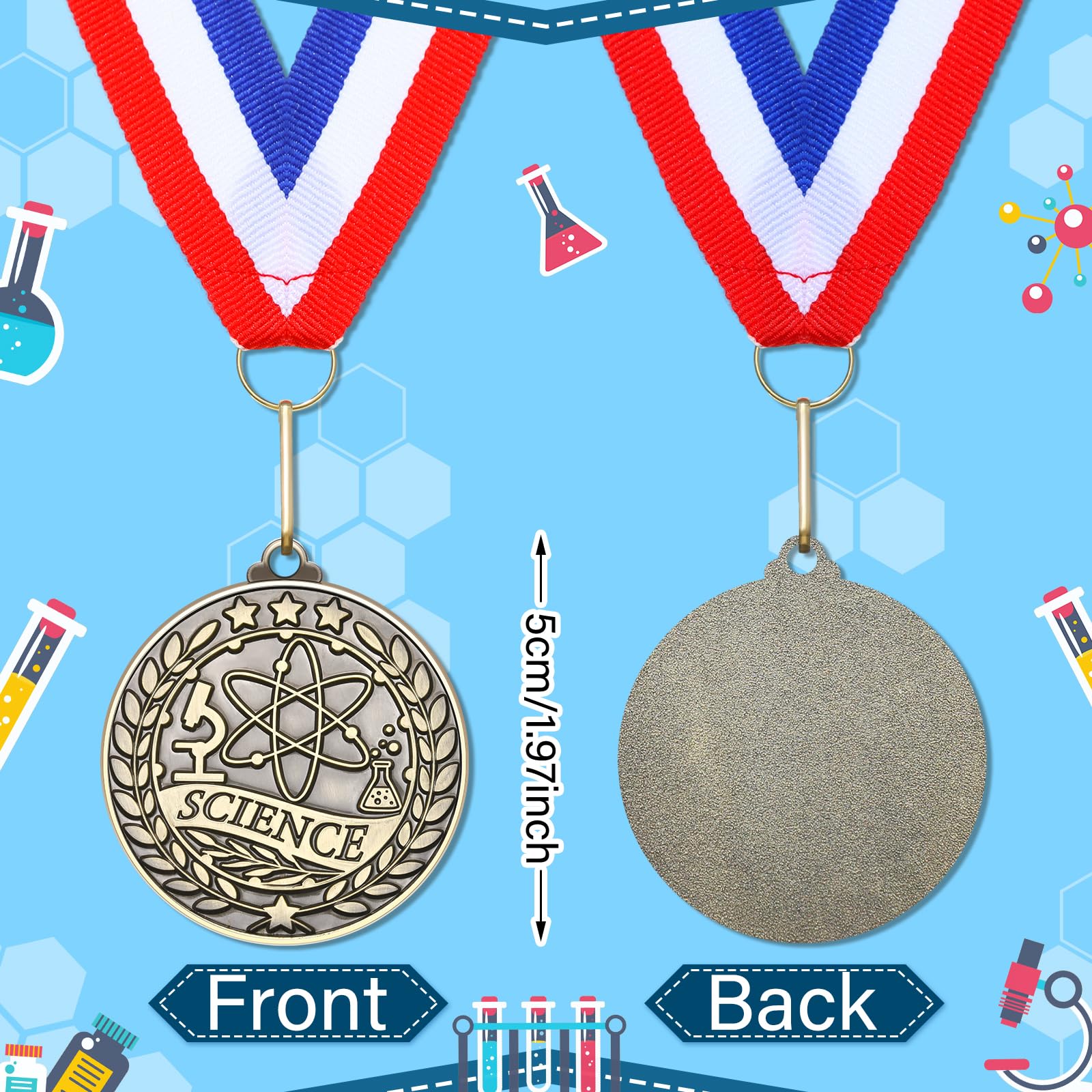 Quelay Goldmedaillen mit Halsbändern, Metall-Trophäe, Preis, Geschenk für Turniere, Wettbewerbe, Party, Kinder und Erwachsene, 5,1 cm, 100 Stück