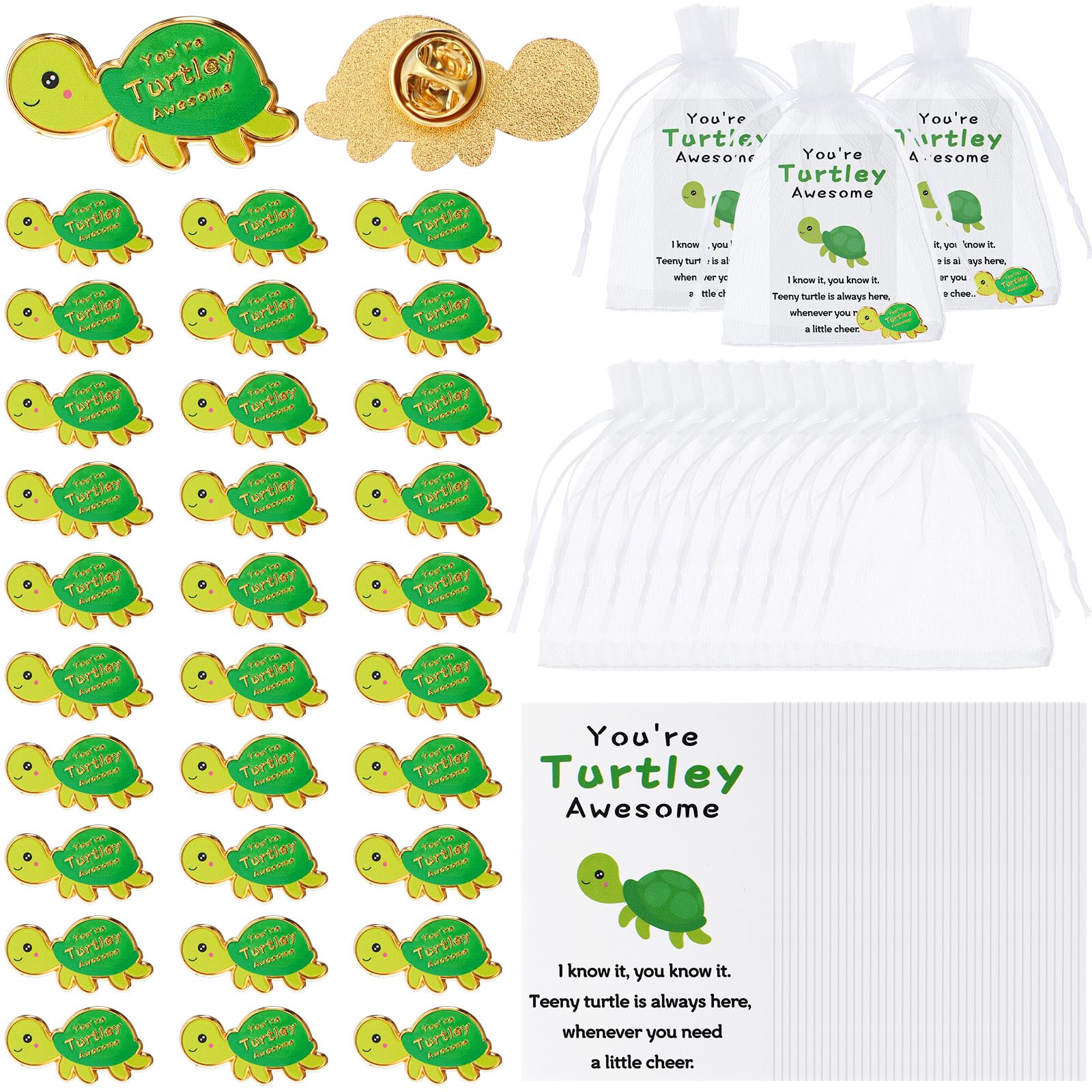 Maysing 30 Sets Employee Appreciation Gifts - Turtle Pins, Inspirational Cards & Organza Bags - View #11