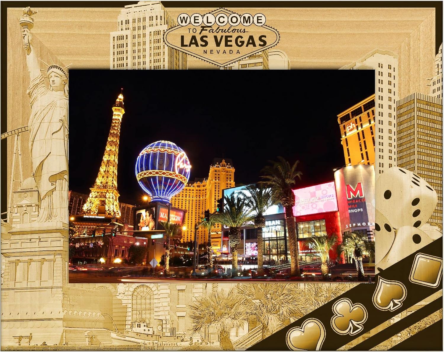 Welcome to Fabulous Las Vegas Nevada Laser Engraved Wood Picture Frame Landscape (8 x 10)
