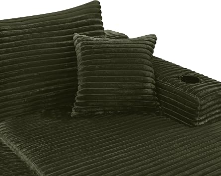 134 U-Shaped Compressed Foam Sofa, Vacuum Packed Boneless Cloud Couch, Modular Boneless Symmetrical Sectional Sofa W/2 Chaises, Cupholders for Living Room, No Assembly