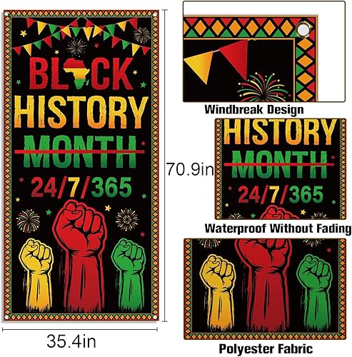 Miniatura 3 de Nepnuser Cubierta de puerta del mes de la historia negra Afro Afro Americano Nacional Fiesta Decoración Escuela Aula Puerta Frontal Colgante Banner