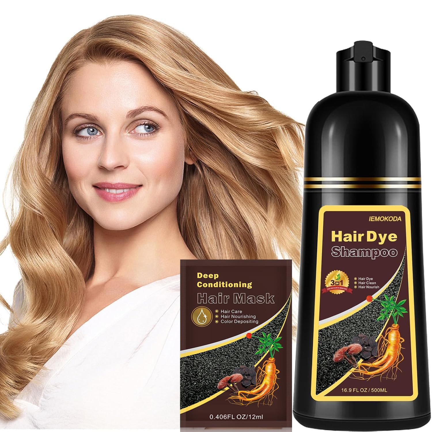 Fvquhvo Instant Hair Color Shampoo, Blonde Brown for Women Men, Long Lasting Brown Hair Dye Colors in Minutes, Easy to Use