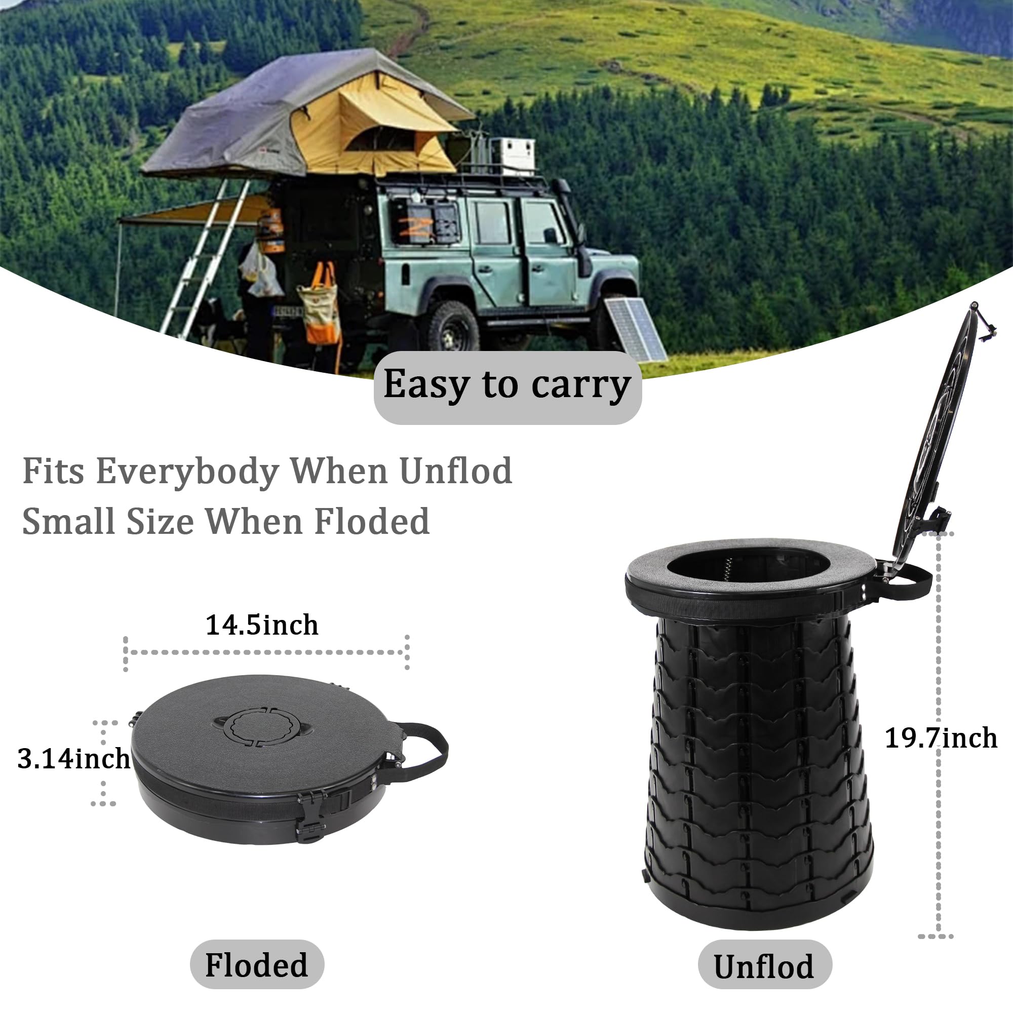 Camping-Toilette, tragbare Toilette für Erwachsene, verstellbare Höhe, Klapptoilette, tragbares Porta-Töpfchen für Camping, Notfall, Auto, Reisen