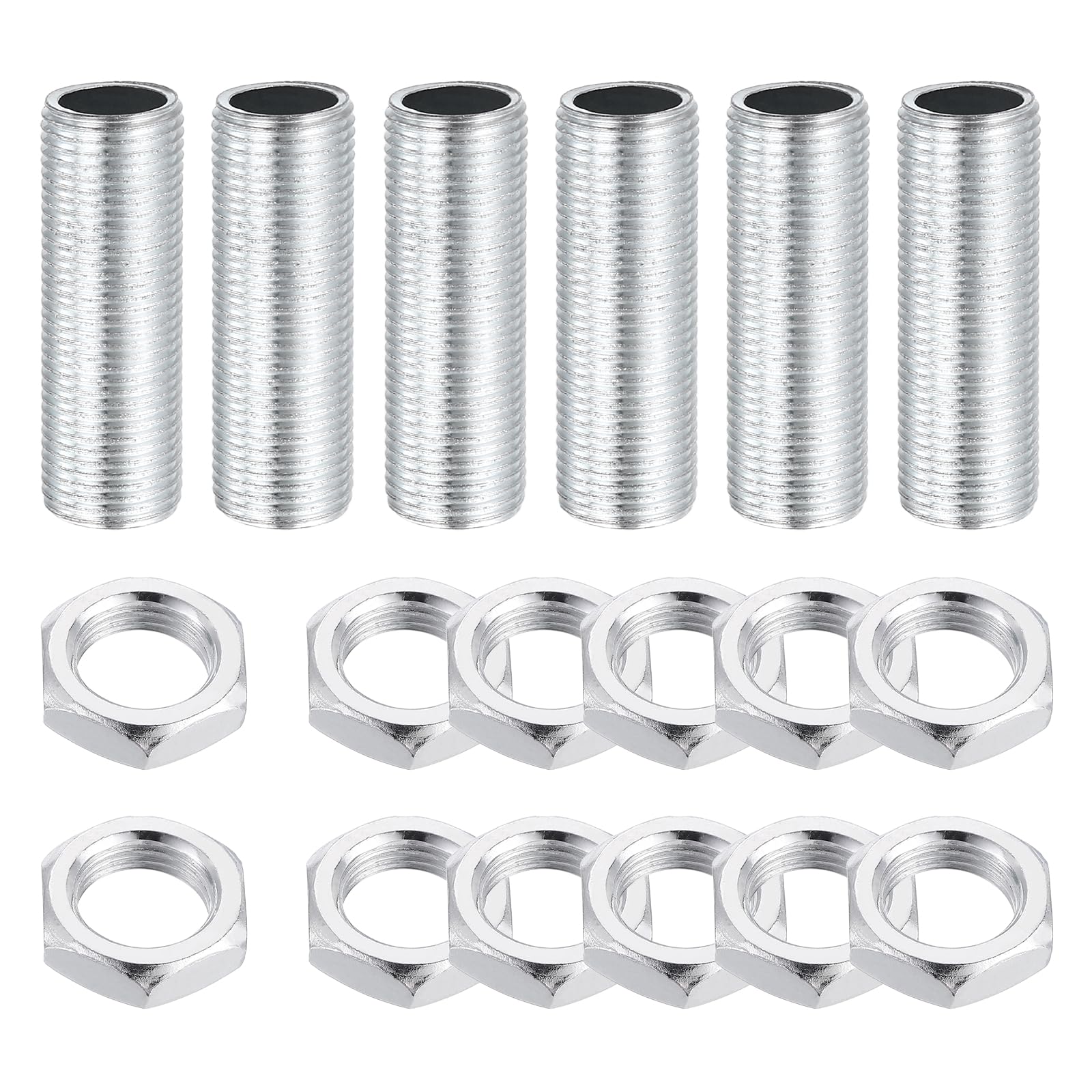 sourcing map Lamp Pipe Nipples Kit with Lock Nuts M12x1 6Pcs 35mm โ image 1