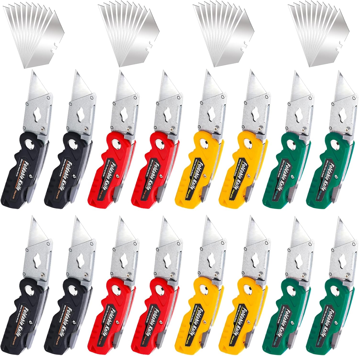 16 Pack Folding Utility Knife, Box Cutter with 30 Extra Blades, Retractable Box Cutter Knife, Heavy Duty Utility Knife for Cardboard Boxes Cartons Home Office