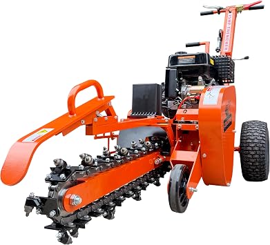 15HP Gas Powered Trencher with Electric Start - 420cc 4-Stroke Engine,24-Inch Digging Depth - Heavy-Duty Walk-Behind Trench Digger for Irrigation, Root Cutting, and Fencing Orange