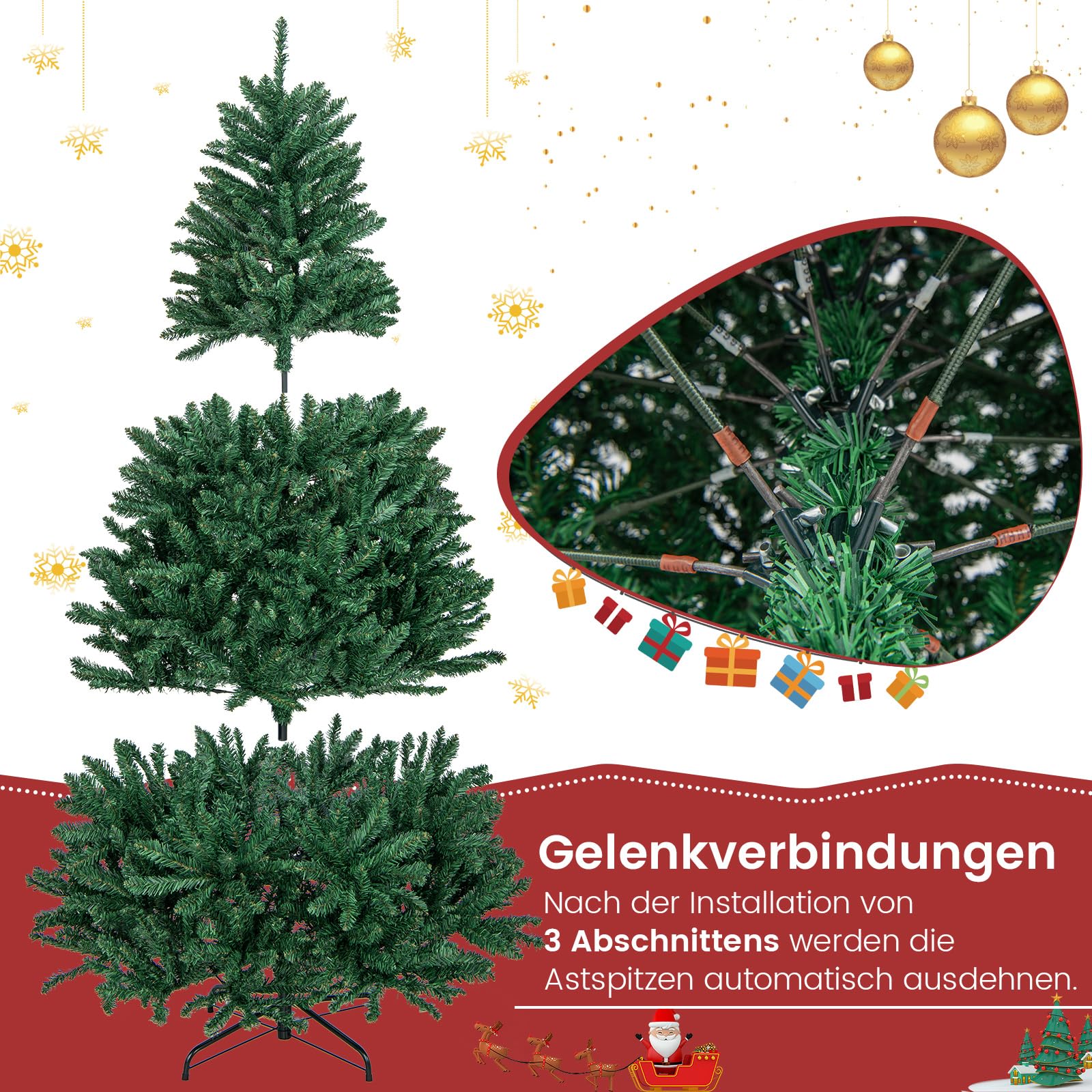 Künstlicher Weihnachtsbaum 120-240cm Bunt LED Tannenbaum Christbaum mit Ständer