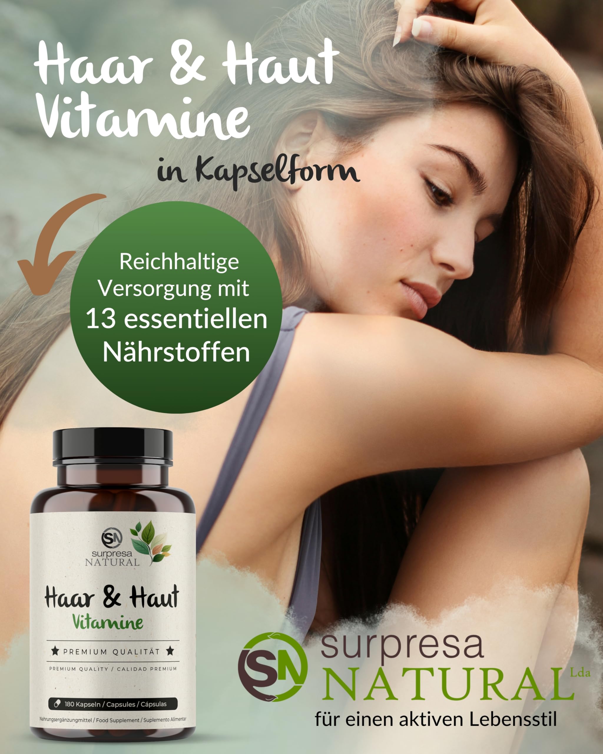 Haut & Haar Kapseln hochdosiert I 3x 180 Kapseln I 200mg Brennessel-Extrakt & Hirsesamen pro Kapsel I Haut & Haar Vitamine I Nahrungsergänzungsmittel vegan & laborgeprüft