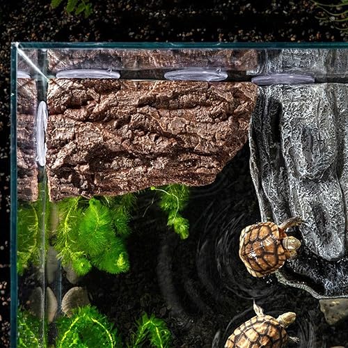 Miniatura 10 de Plataforma flotante de tortuga  Decoración de corteza artificial, ideal para acuarios, tanques de peces de terraza, 3 ventosas incluidas para una