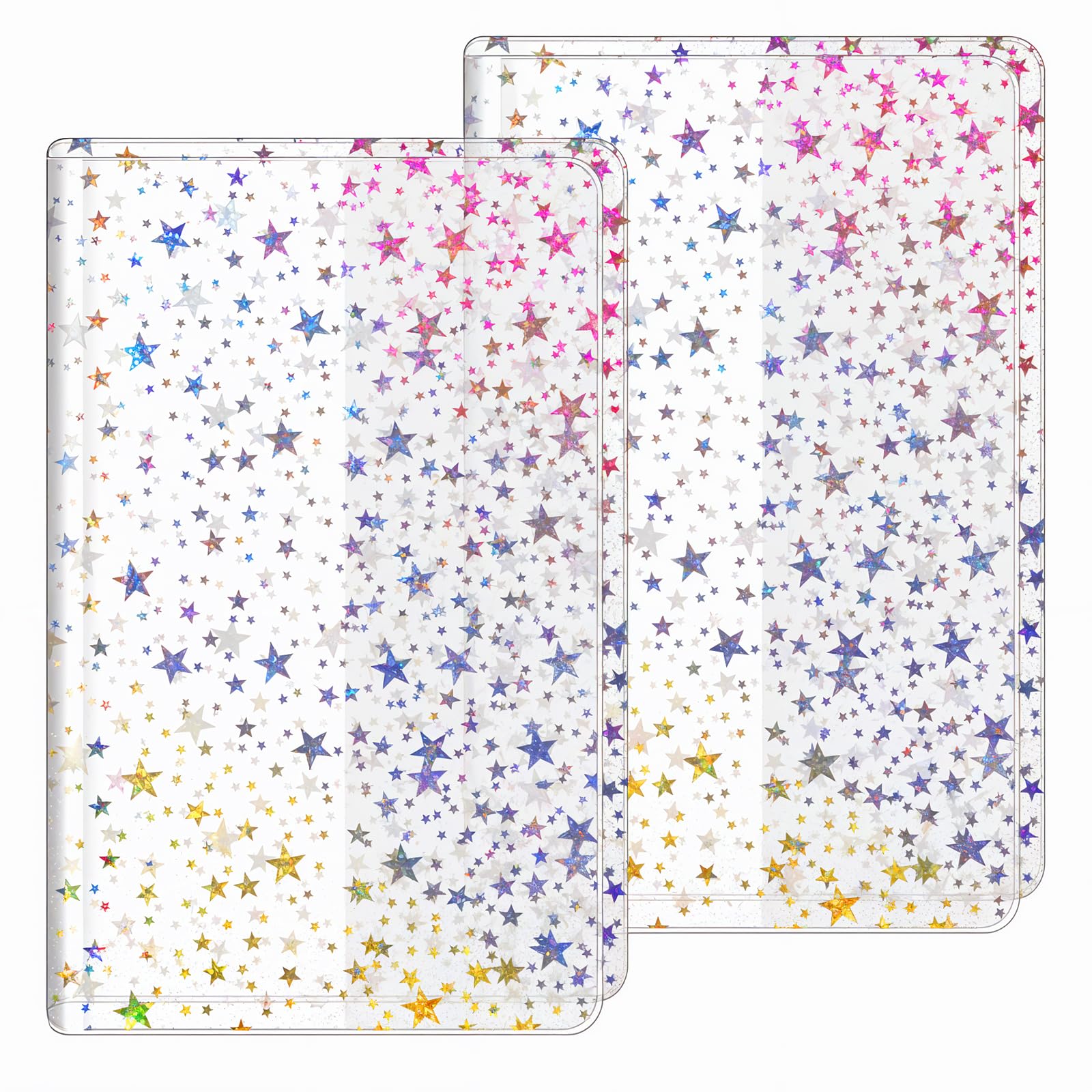 2 PCS Jelly PVC A5 Notebook Cover, Transparent A5 Travelers Notebook Cover, Glitter Star Journal Book Covers for Planners and Notebooks