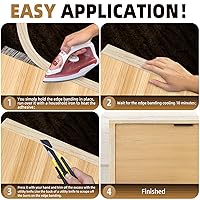 Vista 4 de GSCIT Club Bandas de borde de roble, rollo de 1 pulgada x 10 pies de bandas de borde de chapa - Cinta de madera real flexible previamente pegada
