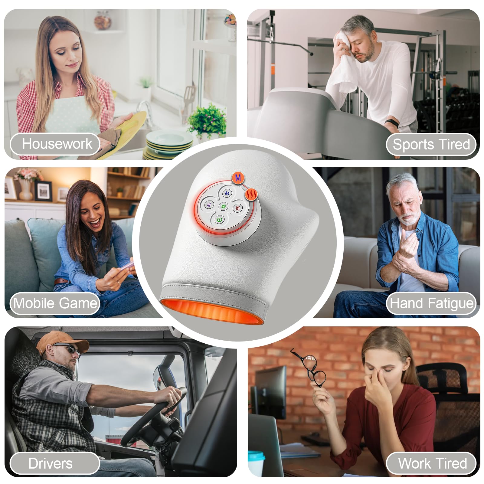 Hand Massager with Heat, 2026 Upgraded Cordless Hand Massager with 5 Intensity, 3 Modes & 3 Heat Levels for Hand, Wrists & Fingers, Timer & Rechargeable, Gifts for Women/Men — view 5