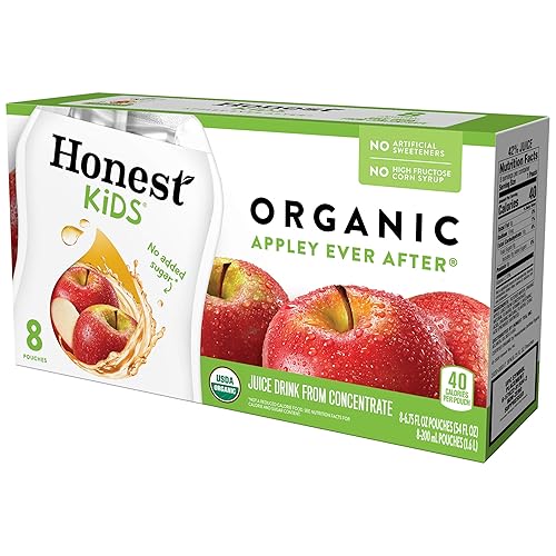 Honest Kids Appley Ever After, bebida de jugo de fruta orgánica de manzana, 6.75 onzas líquidas (paquete de 8)