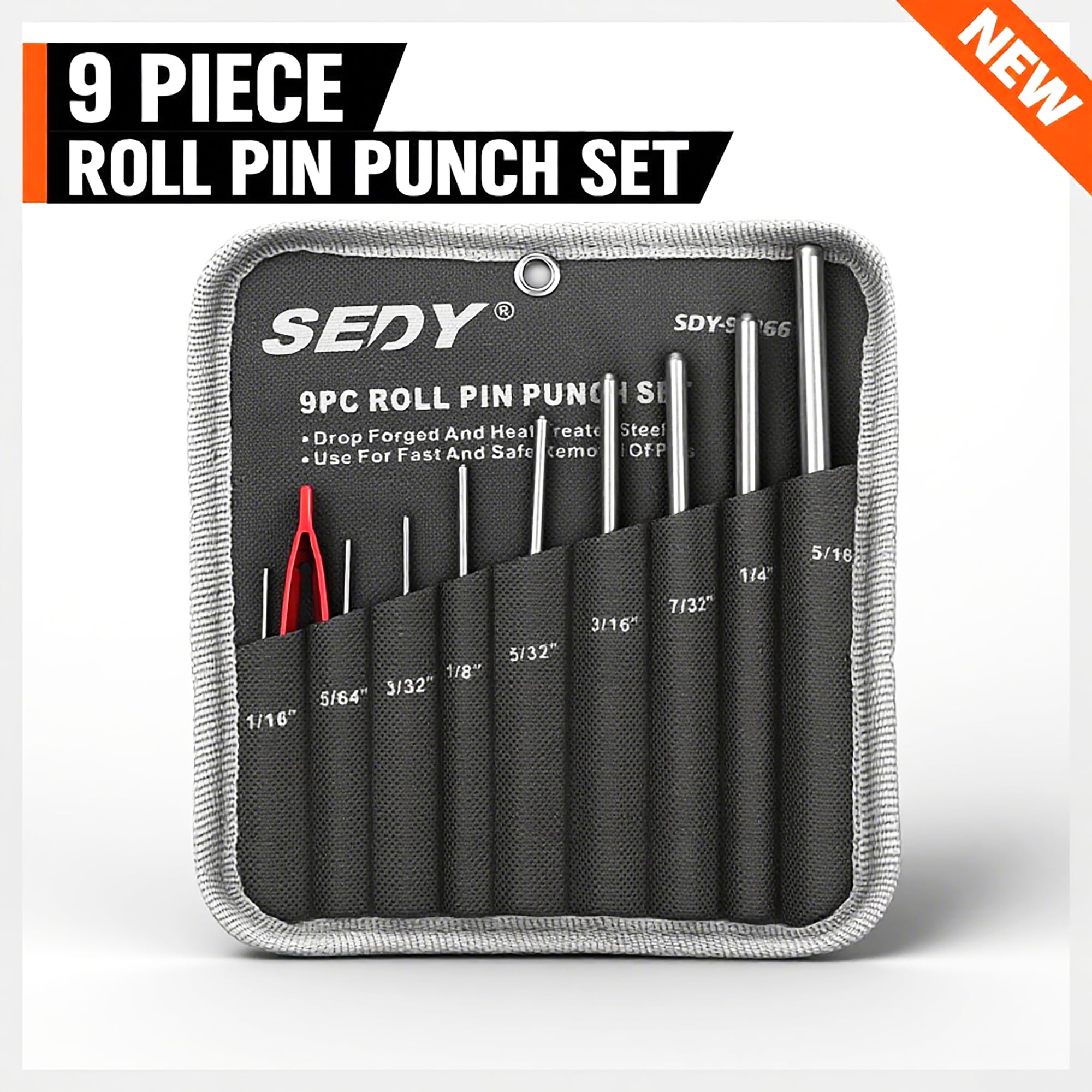 9-Piece Roll Pin Punch Set - Fast Pin Removal - Durable Steel Construction - For Automotive Firearm Maintenance — view 3