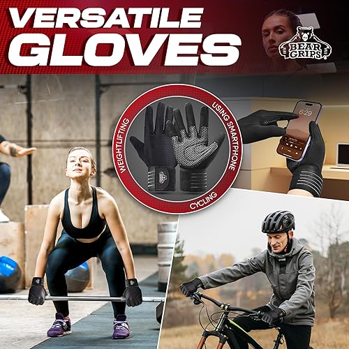 Miniatura 7 de Bear Grips Guantes de levantamiento de pesas para hombres y mujeres  Guantes de levantamiento de medio dedo  Guantes de entrenamiento de dedo