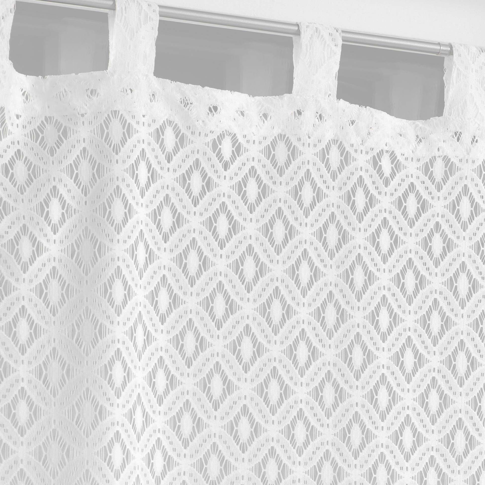 Douceur d'Intérieur, Pair Straight Loops (2 x 60 x 160 cm) Odilia, Mesh, White, W 23.6" x L 63" (1 Panels) - Image 2
